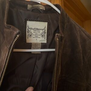 Large band collar brown jacket